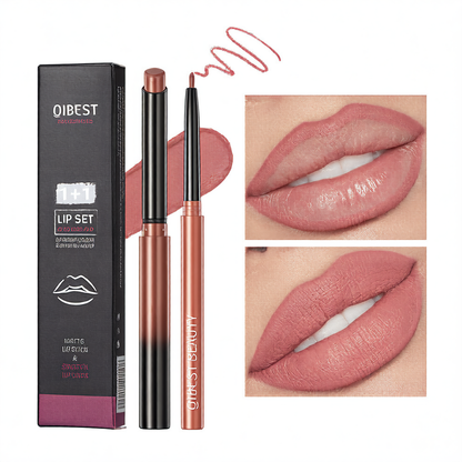 Natural nude lip liner set makeup
