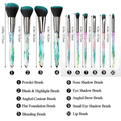 Makeup Brushes, 10PCS Crystal Makeup Brush Set for Girls Make up | Premium Synthetic Bristles Brush Set Make Up, Powder Foundation Concealer Eye Shadow Brushes, Professional Make up Brush Set